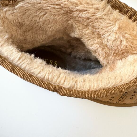 Guess Cream Faux Fur Lined Brown Mid Calf Boots Women's size 8 - Picture 7 of 11